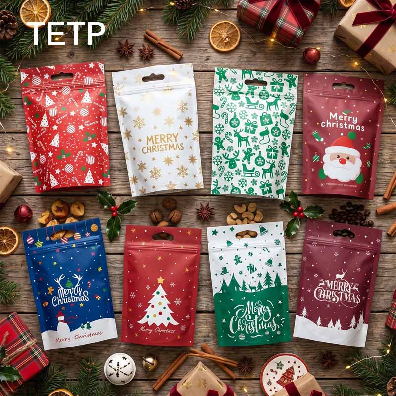 Xmas Food Snacks - Рождественский самозакрывающийся пакет с застежкой-молнией TETP